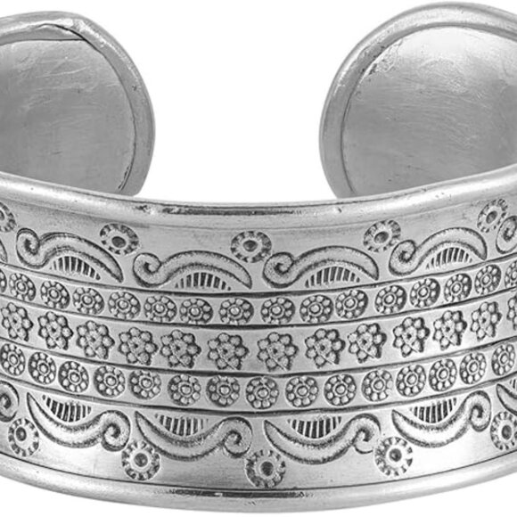 999 Pure Silver Karen Hill Tribe Wide Tribal Adjustable Cuff Bangle Bracelet - Picture 5 of 5